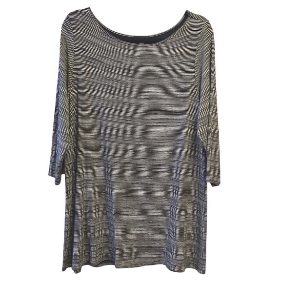 J. Jill Tops - J.‎ Jill Wearever Tunic Womens Large Black White Striped 3/4 Sleeve Knit Top
